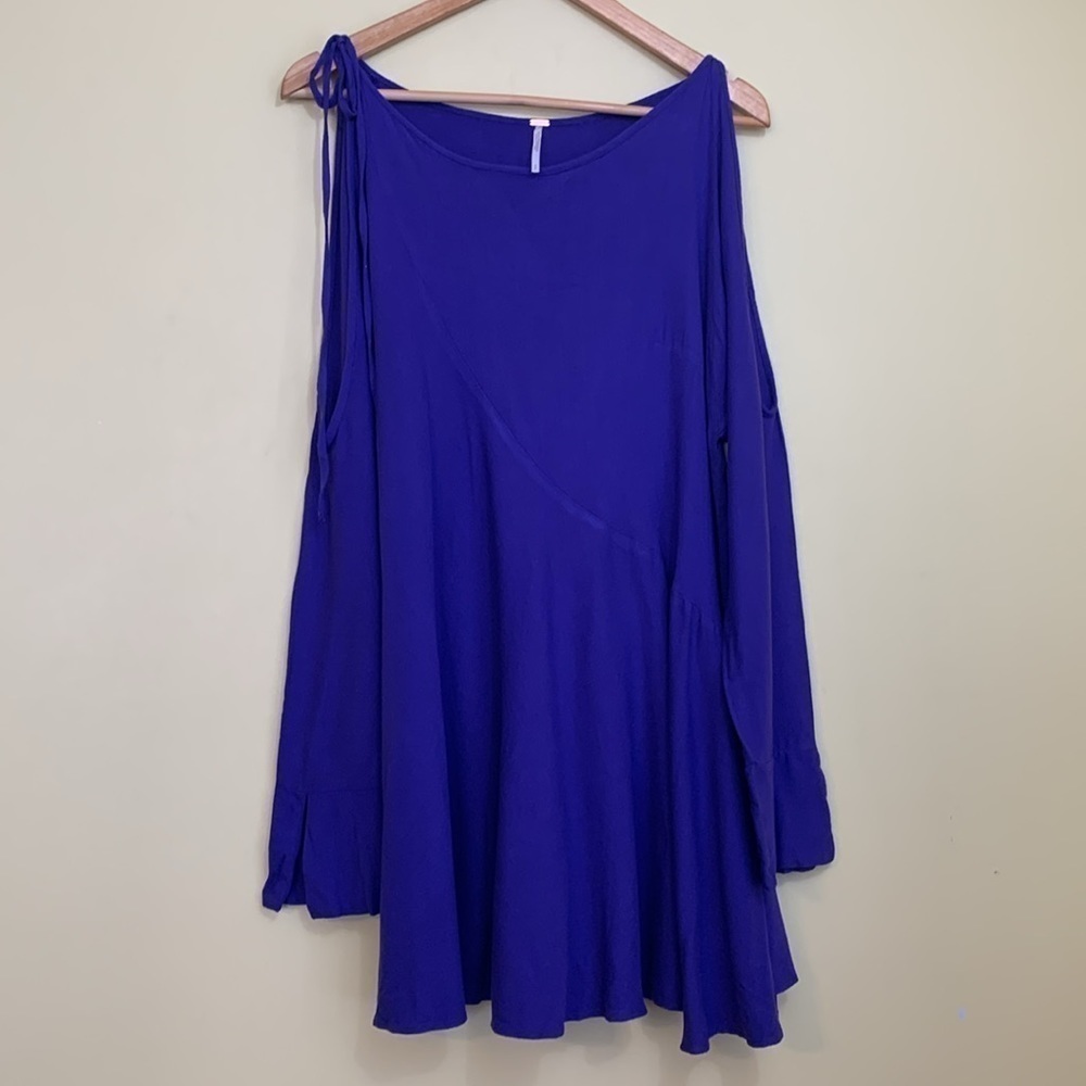 Free People | Clear Skies Purple Cold Shoulder Asymmetrical Tunic Dress S - Picture 7 of 17